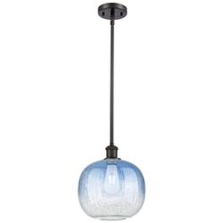Ballston Brookhaven Sphere 11"W Oiled Bronze Stem Pendant w/ Sapphire Shade
