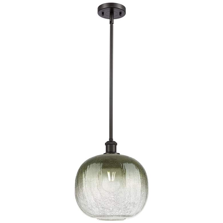 Image 1 Ballston Brookhaven Sphere 11"W Oiled Bronze Stem Pendant w/ Slate Shade