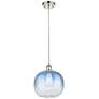 1_Ballston Brookhaven Sphere 11"W Polished Nickel Cord Pendant w/ Blue Shade
