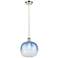 Ballston Brookhaven Sphere 11"W Polished Nickel Cord Pendant w/ Blue Shade