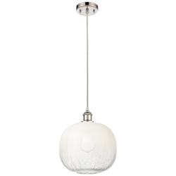 Ballston Brookhaven Sphere 11"W Polished Nickel Cord Pendant w/ Opal Shade