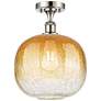 Ballston Brookhaven Sphere 11"W Polished Nickel Semi-Flush w/ Amber Shade