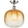 Ballston Brookhaven Sphere 11"W Polished Nickel Semi-Flush w/ Amber Shade
