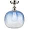 Ballston Brookhaven Sphere 11"W Polished Nickel Semi-Flush w/ Blue Shade