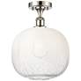 Ballston Brookhaven Sphere 11"W Polished Nickel Semi-Flush w/ Opal Shade