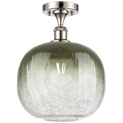 Ballston Brookhaven Sphere 11"W Polished Nickel Semi-Flush w/ Slate Shade