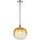 Ballston Brookhaven Sphere 11"W Polished Nickel Stem Pendant w/ Amber Shade