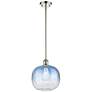 1_Ballston Brookhaven Sphere 11"W Polished Nickel Stem Pendant w/ Blue Shade