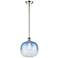 Ballston Brookhaven Sphere 11"W Polished Nickel Stem Pendant w/ Blue Shade