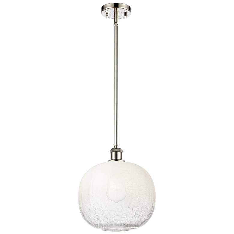 Image 1 Ballston Brookhaven Sphere 11"W Polished Nickel Stem Pendant w/ Opal Shade