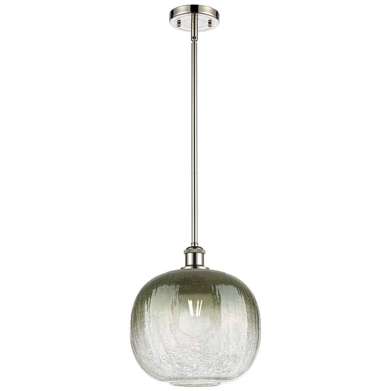 Image 1 Ballston Brookhaven Sphere 11"W Polished Nickel Stem Pendant w/ Slate Shade