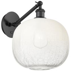 Ballston Brookhaven Sphere 12"H Black Swivel Sconce w/ Opal Shade