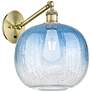 Ballston Brookhaven Sphere 12"H Brass Swivel Sconce w/ Sapphire Shade