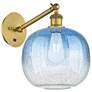 Ballston Brookhaven Sphere 12"H Brush Brass Swivel Sconce w/ Sapphire Shade