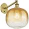 Ballston Brookhaven Sphere 12"H Brushed Brass Swivel Sconce w/ Amber Shade