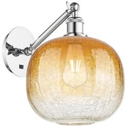 Ballston Brookhaven Sphere 12"H Chrome Swivel Sconce w/ Amber Shade