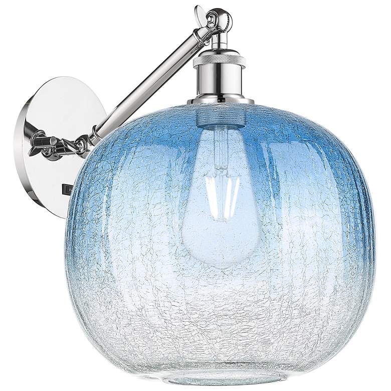 Image 1 Ballston Brookhaven Sphere 12"H Chrome Swivel Sconce w/ Sapphire Shade