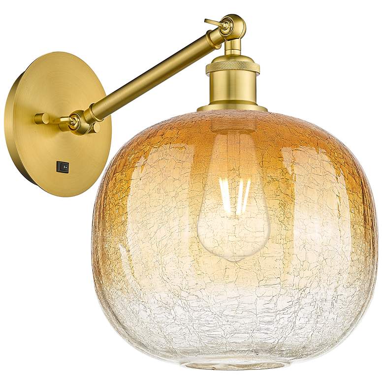 Image 1 Ballston Brookhaven Sphere 12"H Gold Swivel Sconce w/ Amber Shade
