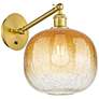 Ballston Brookhaven Sphere 12"H Gold Swivel Sconce w/ Amber Shade