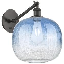 Ballston Brookhaven Sphere 12"H Oiled Bronze Swivel Sconce w/ Blue Shade