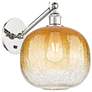 Ballston Brookhaven Sphere 12"H Polish Nickel Swivel Sconce w/ Amber Shade