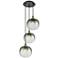 Ballston Brookhaven Sphere 17"W 3-Lt Black Brass Cord Pendant w/ Slate