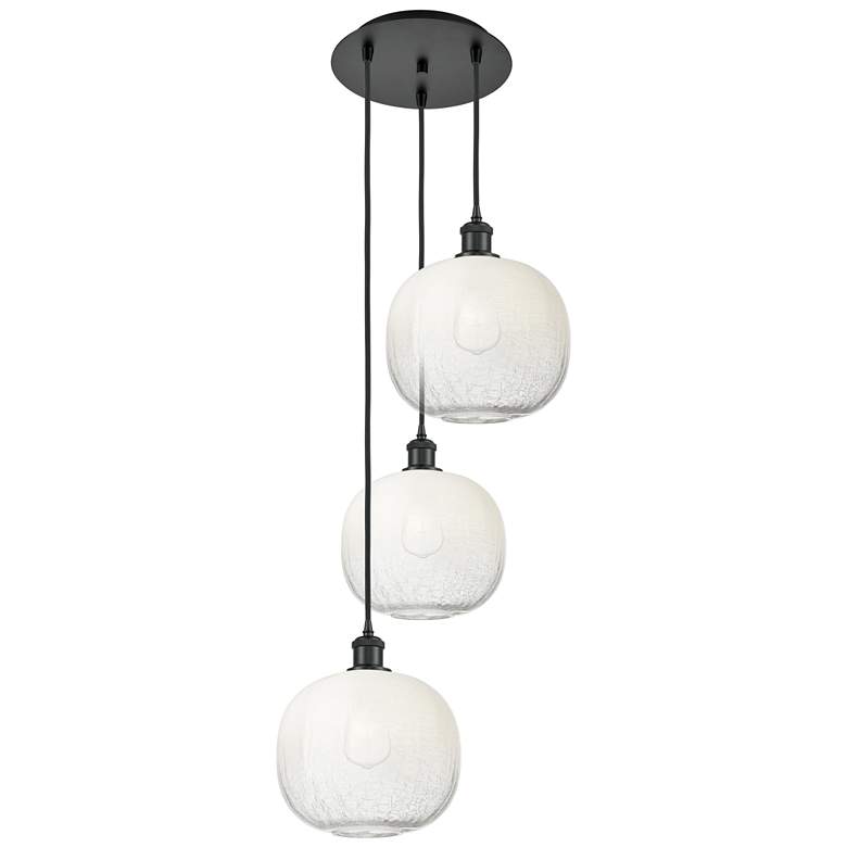 Image 1 Ballston Brookhaven Sphere 17"W 3-Lt Black Cord Pendant w/ Opal Shade