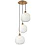 1_Ballston Brookhaven Sphere 17"W 3-Lt Brush Brass Cord Pendant w/ Opal Shade