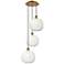 Ballston Brookhaven Sphere 17"W 3-Lt Brush Brass Cord Pendant w/ Opal Shade