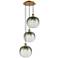 Ballston Brookhaven Sphere 17"W 3-Lt Brush Brass Cord Pendant w/ Slate