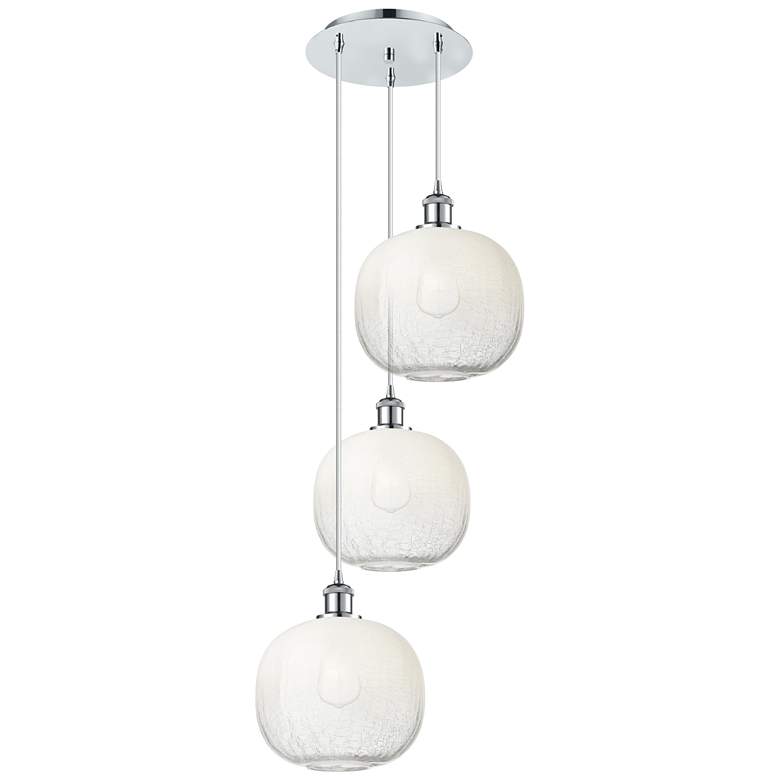 Image 1 Ballston Brookhaven Sphere 17"W 3-Lt Chrome Cord Pendant w/ Opal Shade