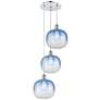 1_Ballston Brookhaven Sphere 17"W 3-Lt Chrome Cord Pendant w/ Sapphire Shade