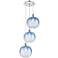 Ballston Brookhaven Sphere 17"W 3-Lt Chrome Cord Pendant w/ Sapphire Shade