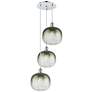 1_Ballston Brookhaven Sphere 17"W 3-Lt Chrome Cord Pendant w/ Slate Shade