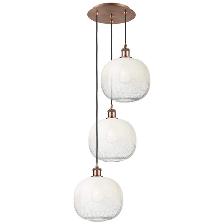Image 1 Ballston Brookhaven Sphere 17"W 3-Lt Copper Cord Pendant w/ Opal Shade