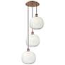 1_Ballston Brookhaven Sphere 17"W 3-Lt Copper Cord Pendant w/ Opal Shade