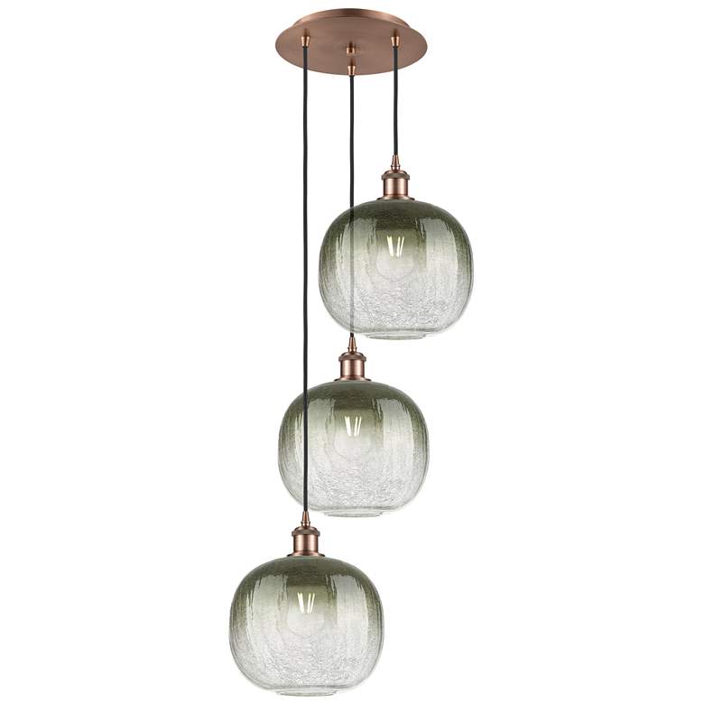 Image 1 Ballston Brookhaven Sphere 17"W 3-Lt Copper Cord Pendant w/ Slate Shade