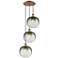 Ballston Brookhaven Sphere 17"W 3-Lt Copper Cord Pendant w/ Slate Shade