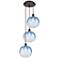 Ballston Brookhaven Sphere 17"W 3-Lt Oil Bronze Cord Pendant w/ Blue Shade