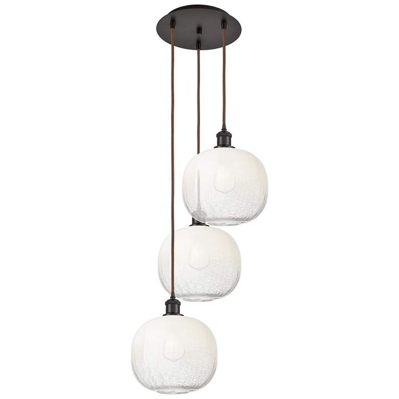 Image 1 Ballston Brookhaven Sphere 17"W 3-Lt Oil Bronze Cord Pendant w/ Opal Shade