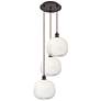 1_Ballston Brookhaven Sphere 17"W 3-Lt Oil Bronze Cord Pendant w/ Opal Shade