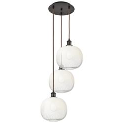 Ballston Brookhaven Sphere 17"W 3-Lt Oil Bronze Cord Pendant w/ Opal Shade
