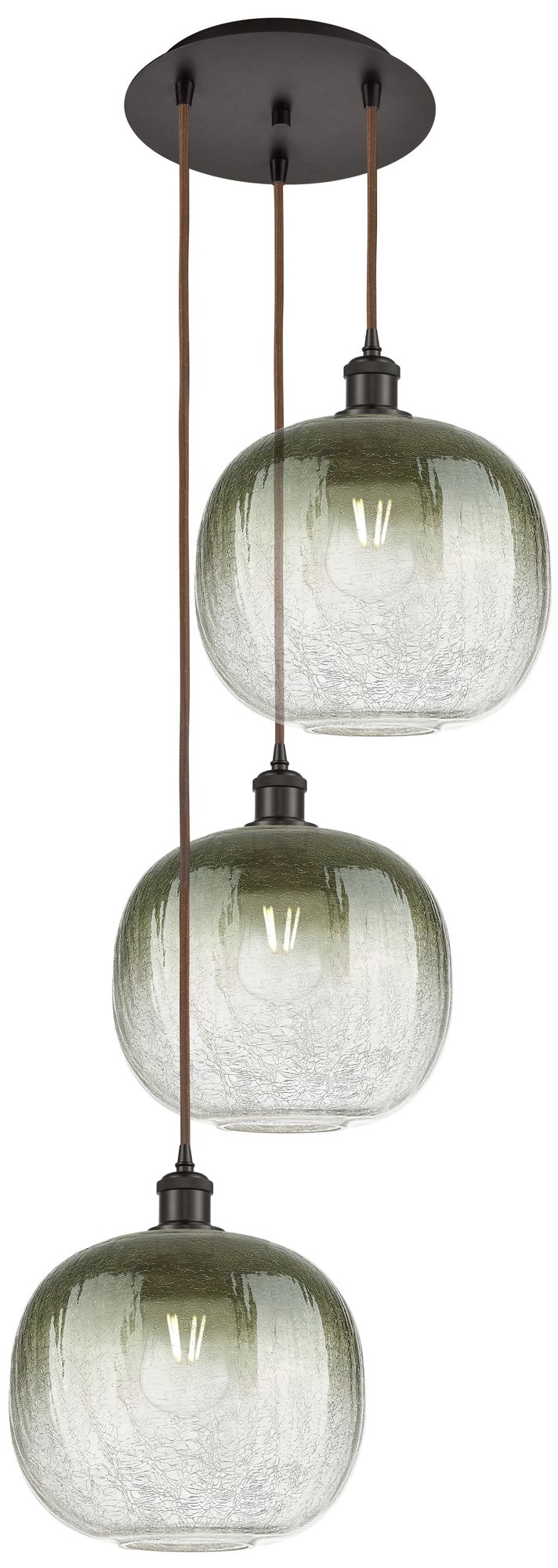 Ballston Brookhaven Sphere 17"W 3-Lt Oil Bronze Cord Pendant w/ Slate Shade