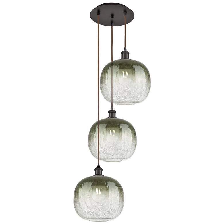 Image 1 Ballston Brookhaven Sphere 17"W 3-Lt Oil Bronze Cord Pendant w/ Slate Shade