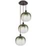 Ballston Brookhaven Sphere 17"W 3-Lt Oil Bronze Cord Pendant w/ Slate Shade