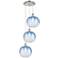 Ballston Brookhaven Sphere 17"W 3-Lt Polish Nickel Cord Pendant w/ Blue