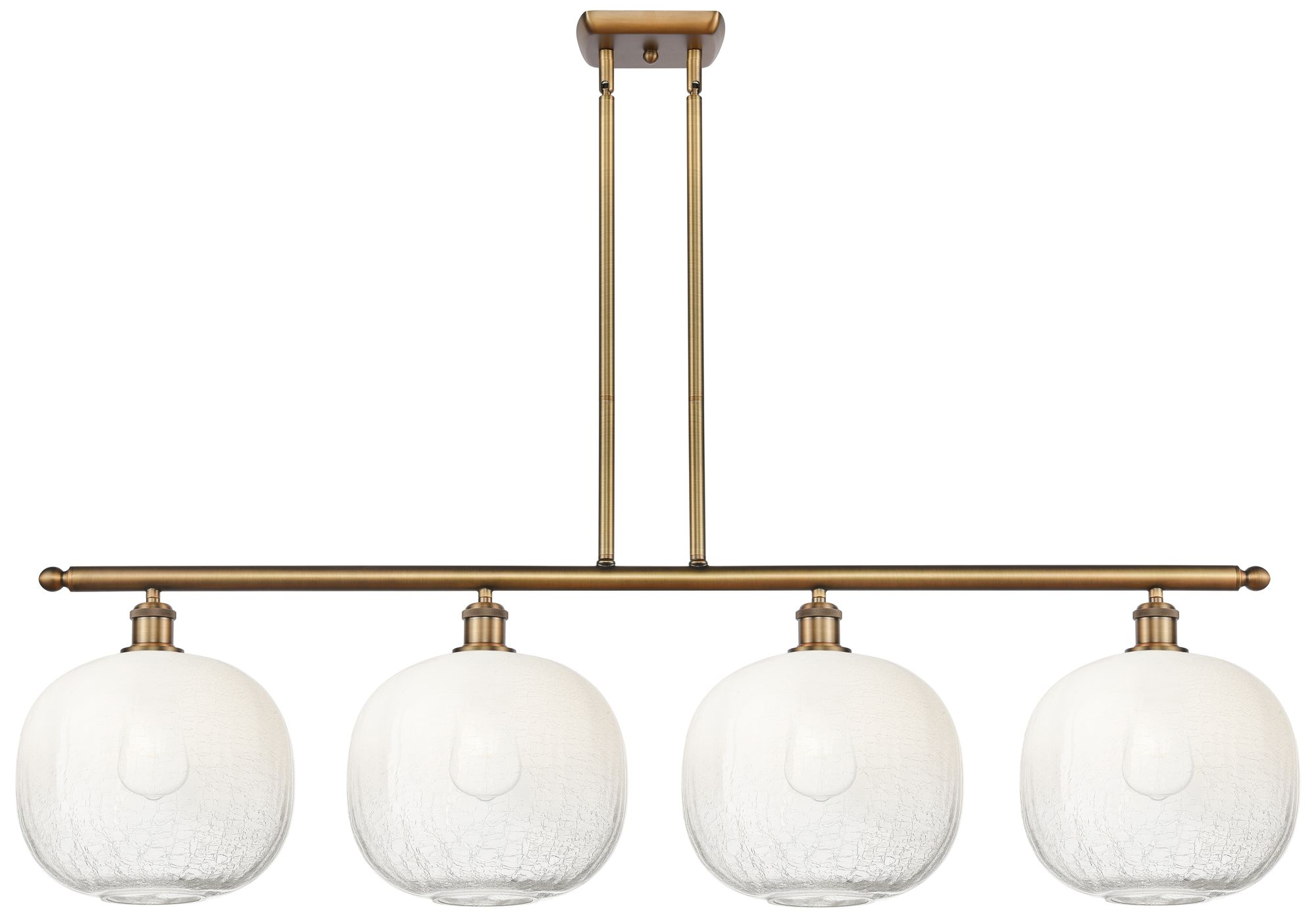 Ballston Brookhaven Sphere 49"W 4-Lt Brush Brass Stem Island w/ Opal S