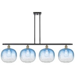 Ballston Brookhaven Sphere 49"W 4-Lt Black Brass Stem Island w/ Blue Shade