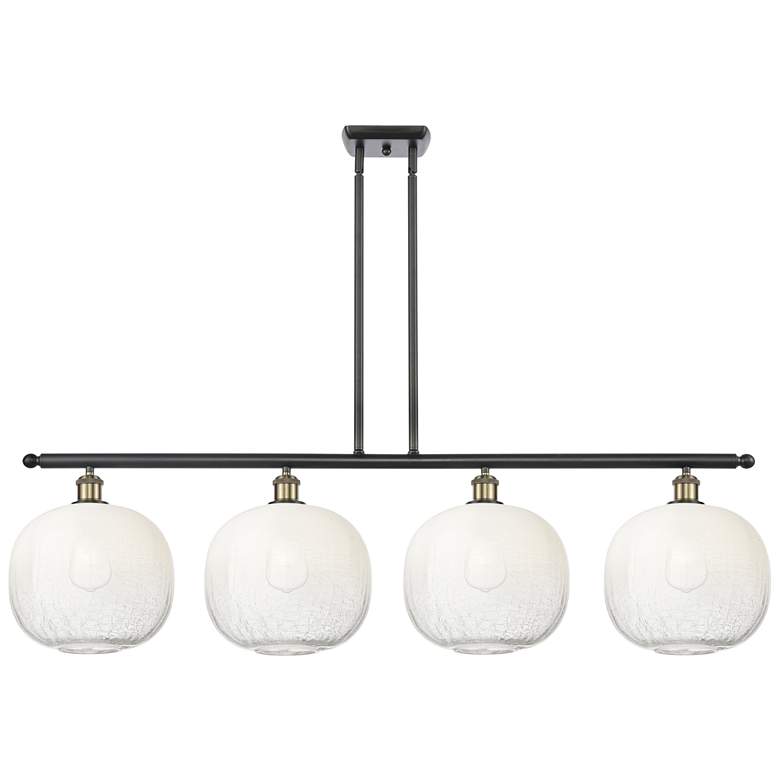 Image 1 Ballston Brookhaven Sphere 49"W 4-Lt Black Brass Stem Island w/ Opal Shade