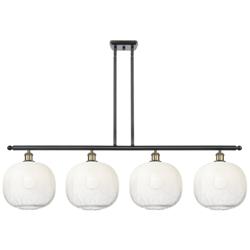 Ballston Brookhaven Sphere 49"W 4-Lt Black Brass Stem Island w/ Opal Shade